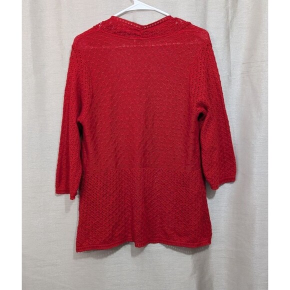 Kim Rogers Women’s S/M Open Front Cardigan Sweater Red Holiday Christmas Comfy - Picture 2 of 12